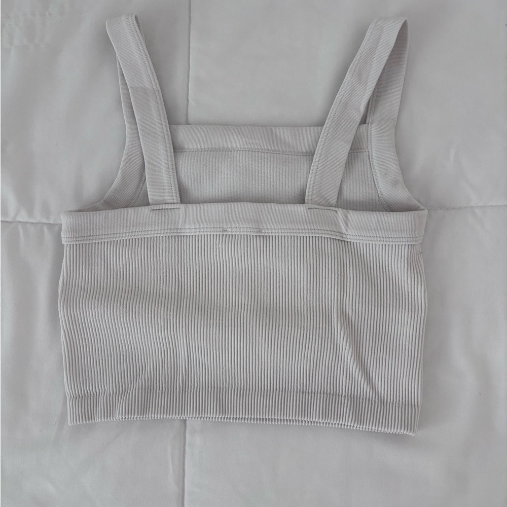 White Ribbed Crop Top - Picture 3 of 3